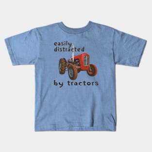 easily distracted by tractors Kids T-Shirt